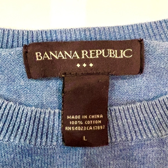 Banana Republic Blue and Brown Raglan Sleeve Pullover Sweater Mens Large GUC - Picture 6 of 7